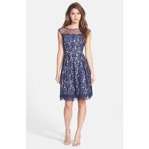 Eliza J Illusion Yoke lace fit and flare dress sz 14